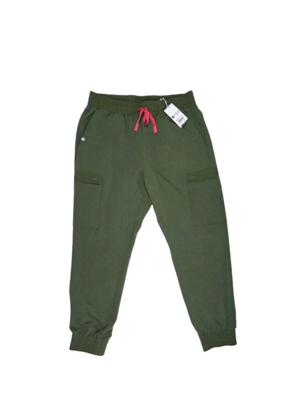 Figs Atlanta High Waisted Joggers Scrub Pants New Size LP Olive Green Medical